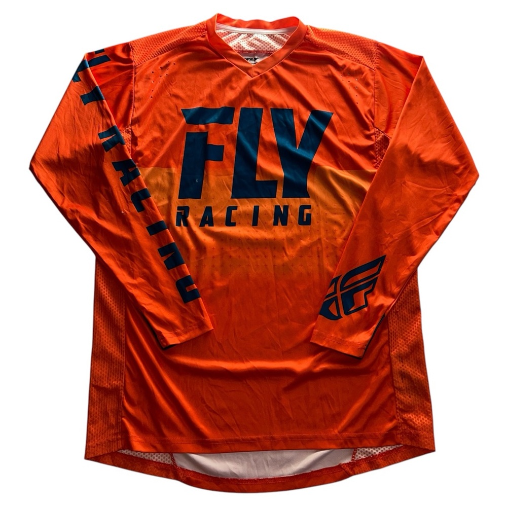 Men's Fly Racing Lite Motocross Jersey Orange Blue Long Sleeve Mesh